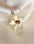 Sakura Necklace 14k Solid Gold, Cherry Blossom Charm Pendant