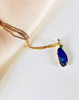 Boulder Opal w Sapphire Pendant 14k Solid Gold
