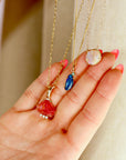 Boulder Opal w Sapphire Pendant 14k Solid Gold