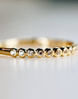 Bezel Half Eternity Stacking Ring 14k Solid Gold, Eternity Wedding Band