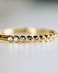 Bezel Half Eternity Stacking Ring 14k Solid Gold, Eternity Wedding Band - Melt'm Jewelry