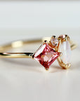 Pink Tourmaline & Opal Cluster Ring 14k Gold