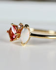 Pink Tourmaline Opal and Diamond Cluster Ring in 14k Gold