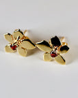 Sakura Cherry Blossom Earrings 14k Gold, with any Birthstone - Melt'm Jewelry