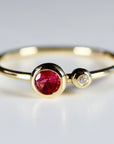 14k Gold Diamond & Pink Tourmaline Ring