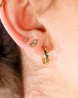 14k Gold 3 Stone Bezel Set CZ Cubic Zirconia Cluster Earrings - Melt'm Jewelry