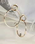 Large Double Aquamarine Hoop Earrings in 14k Gold