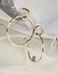 Large Double Aquamarine Hoop Earrings in 14k Gold