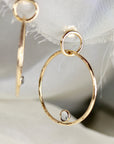 Large Double Aquamarine Hoop Earrings in 14k Gold - Melt'm Jewelry