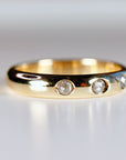 4mm Dome Wedding Band, Flush Set Diamond Wide Gold Band Ring