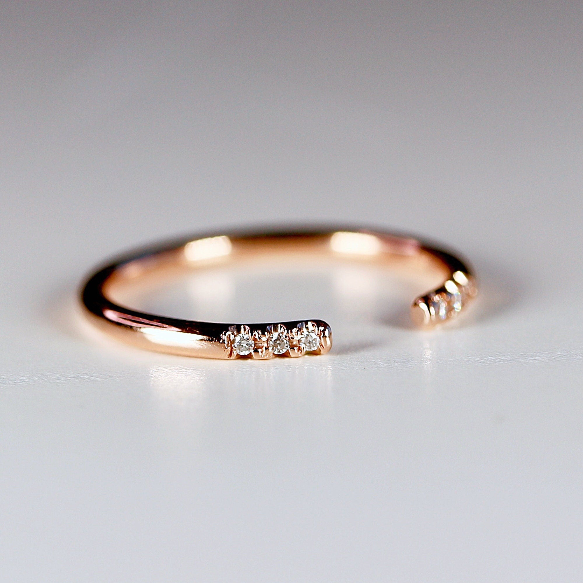 Open Cuff Diamond Wedding Band, Pave Diamond Wedding Band