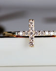 Diamond Cross Ring in 14K Gold