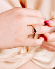 East West Pear Pink Tourmaline Dome Ring 14k Gold - Melt'm Jewelry