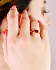 East West Pear Pink Tourmaline Dome Ring 14k Gold - Melt'm Jewelry