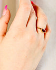 East West Pear Pink Tourmaline Dome Ring 14k Gold - Melt'm Jewelry