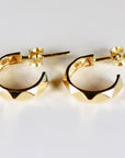 Geometric Textured Gold Huggies 14k Solid Gold