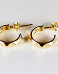 Geometric Textured Gold Huggies 14k Solid Gold
