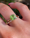 Model wearing Five Diamond Wedding Ring. It is a Conflict free Diamonds Bubble Ring