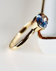 East West Half Bezel Sapphire Engagement Ring 14k Gold - Melt'm Jewelry