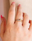 14k Gold Micro Pave Signet Ring, CZ Stacking Ring