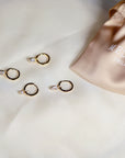 14k Solid Gold Earring Charm For Hoops, 14k Gold Cz Bezel Charm - Melt'm Jewelry