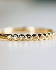 Bezel Half Eternity Stacking Ring 14k Solid Gold, Eternity Wedding Band
