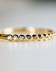 Bezel Half Eternity Stacking Ring 14k Solid Gold, Eternity Wedding Band