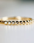 Bezel Half Eternity Stacking Ring 14k Solid Gold, Eternity Wedding Band - Melt'm Jewelry