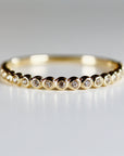 Bezel Half Eternity Stacking Ring 14k Solid Gold, Eternity Wedding Band