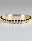 Bezel Half Eternity Stacking Ring 14k Solid Gold, Eternity Wedding Band