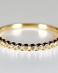 Bezel Half Eternity Stacking Ring 14k Solid Gold, Eternity Wedding Band