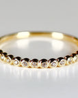 Bezel Half Eternity Stacking Ring 14k Solid Gold, Eternity Wedding Band