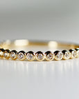 Bezel Half Eternity Stacking Ring 14k Solid Gold, Eternity Wedding Band