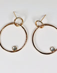 Large Double Aquamarine Hoop Earrings in 14k Gold