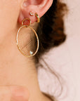 Large Double Aquamarine Hoop Earrings in 14k Gold