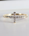Diamond Cross Ring in 14K Gold