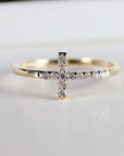 Diamond Cross Ring in 14K Gold - Melt'm Jewelry