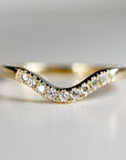 Curved Diamond Wedding Band, Matching Ring Gold Band - Melt'm Jewelry