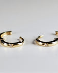 Diamond Star Set Hinged Hoops Earrings in 14k Gold (SINGLE or PAIR)