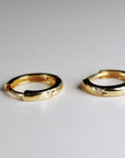 Diamond Star Set Hinged Hoops Earrings in 14k Gold (SINGLE or PAIR)