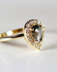 Rose Cut Pear Salt and Pepper Diamond Ring in 4k Gold - Melt'm Jewelry