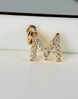Genuine Diamond Initial Necklace 14k Gold