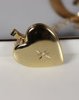 North Star Heart Locket Necklace 14k Gold Filled