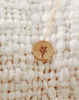 Birth Flower Necklace 14k Gold Filled Disc Birth Month Necklace - Melt'm Jewelry