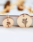 Birth Flower Necklace 14k Gold Filled Disc Birth Month Necklace - Melt'm Jewelry