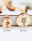 Add On Disc, Disc Only, Sterling Silver, Gold Filled Or Rose Gold Filled Disc, Birth Flower Engraving, Flower Charm, Christmas Gift For Her