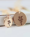 Add On Disc, Disc Only, Sterling Silver, Gold Filled Or Rose Gold Filled Disc, Birth Flower Engraving, Flower Charm, Christmas Gift For Her - Melt'm Jewelry