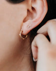 Geometric Textured Gold Huggies 14k Solid Gold