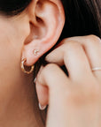 Geometric Textured Gold Huggies 14k Solid Gold