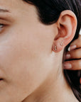 14k Gold 3 Stone Bezel Set CZ Cubic Zirconia Cluster Earrings - Melt'm Jewelry